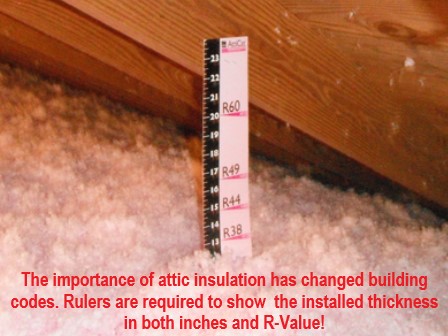 Attic Insulation With Ruler 