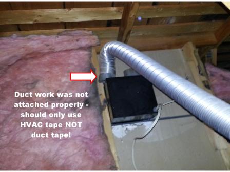 Bath Vent Not Connected Properly (Duct Tape) 