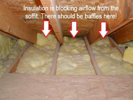 Roof Intake Ventilation Blocked By Attic Insulation
