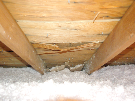 View From Inside The Attic Of Roof Plywood Delaminated