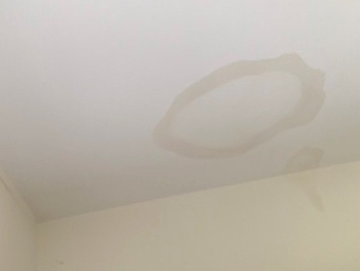 Discolored Circle on Drywall Ceiling Stained Because of Roof Leak