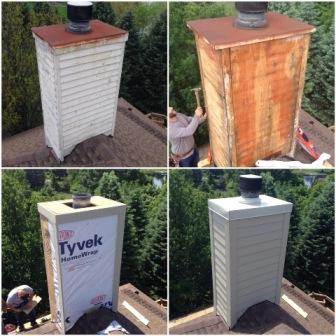 Wood Chimney Siding Before During and After