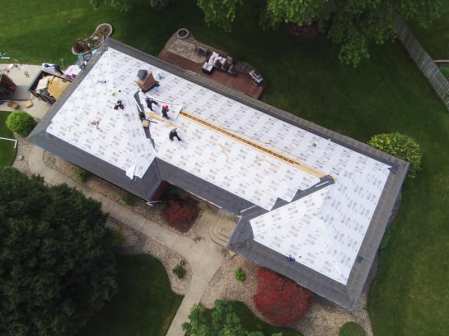 Drone View of Roof Synthetic Felt